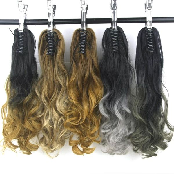 

synthetic wigs soowee black to gray blonde ombre claw ponytail hair high temperature fiber clip in hairpiece pony tail