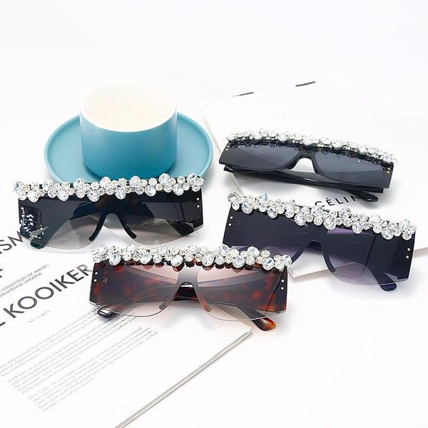 

sunglasses style luxury diamond big frame brand designer women fashion, White;black