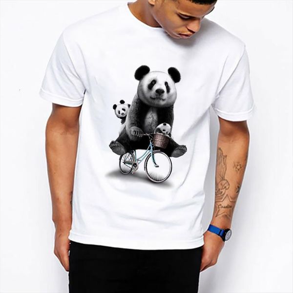 

panda family cycling women art men t shirt design vintage cartoon fitness tee summer streetwear dropshipping, White;black