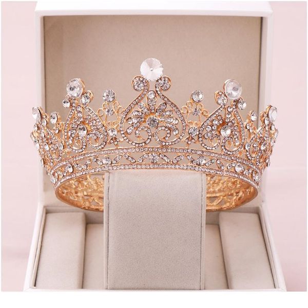 

trendy wedding crown baroque rhinestone crystal crown headband gold crown wedding hair accessories bridal hair acc qylxxy