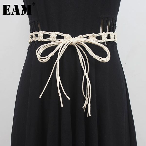 

belts [eam] apricot knitted hollow out long canvas belt personality women fashion tide all-match spring autumn 2021 1de0269, Black;brown