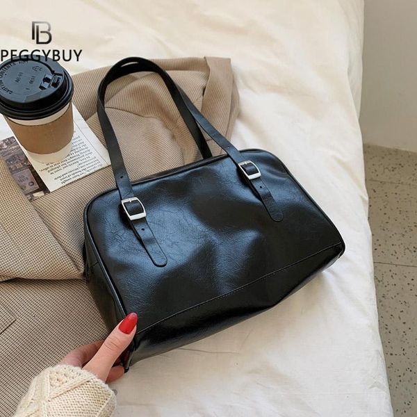 

cross body women solid pu leather handle bag satchels portable large capacity handbag fashion exquisite shopping