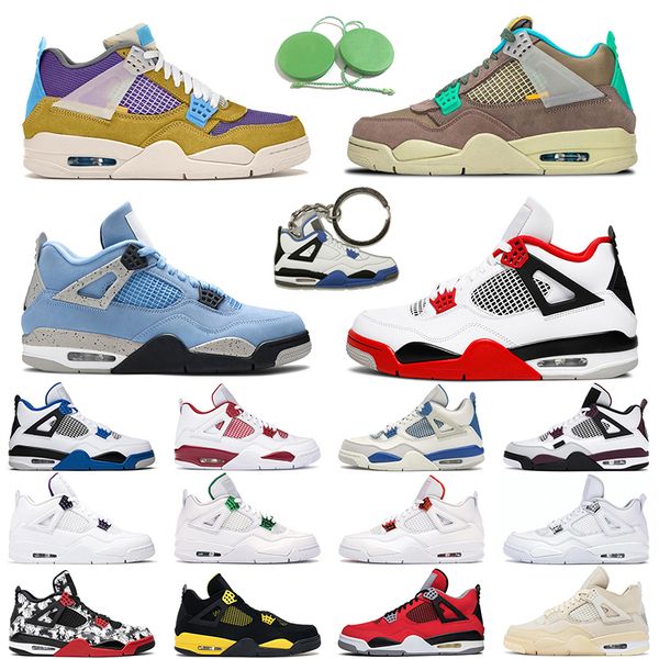 

jumpman 4 fire red men women basketball shoes 4s desert moss taupe haze neon bred cool grey black cat mens trainer sports sneakers, White;red