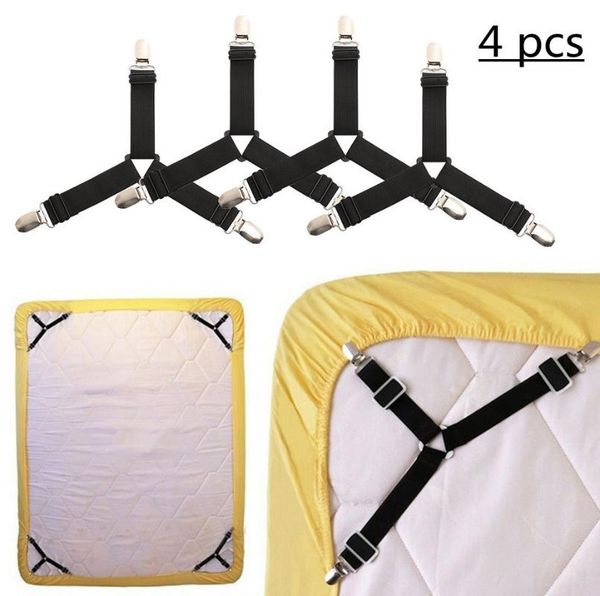 

4pcs/set elastic bed sheet grippers belt fastener bed sheet clips mattress cover blankets holder sofa fixation organize gadgets