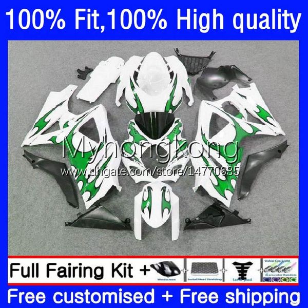 Molde de Injeção Corporal para Suzuki K7 GSXR 1000 CC 1000CC 07 08 Bodywork 27No.47 GSXR1000 GSX-R1000 2007 2008 Green Flames GSXR1000CC GSXR-1000 2007-2008 Kit de Feira do OEM