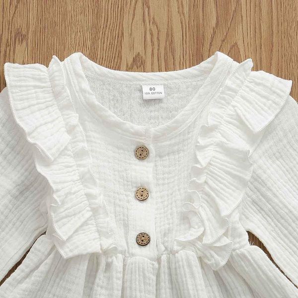 

autumn 1-5y toddler kids baby girl dress ruffles long sleeve solid cotton linen party casual dress clothes, Red;yellow