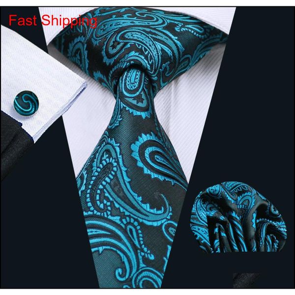 

mens green paisely tie pocket square cufflinks classic silk jacquard woven meeting business ca qylqfl bdefashion, Black;blue