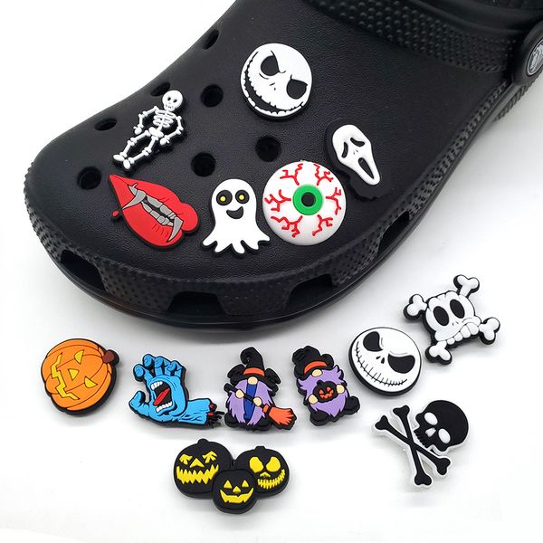 

pvc halloween skeleton pumpkin lips anime shoes charms for croc jibz shoe buckles charms decoration, White;pink