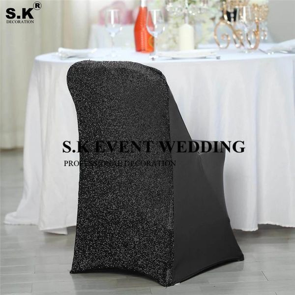 

chair covers design spandex stretch folding cover with metallic glittering back