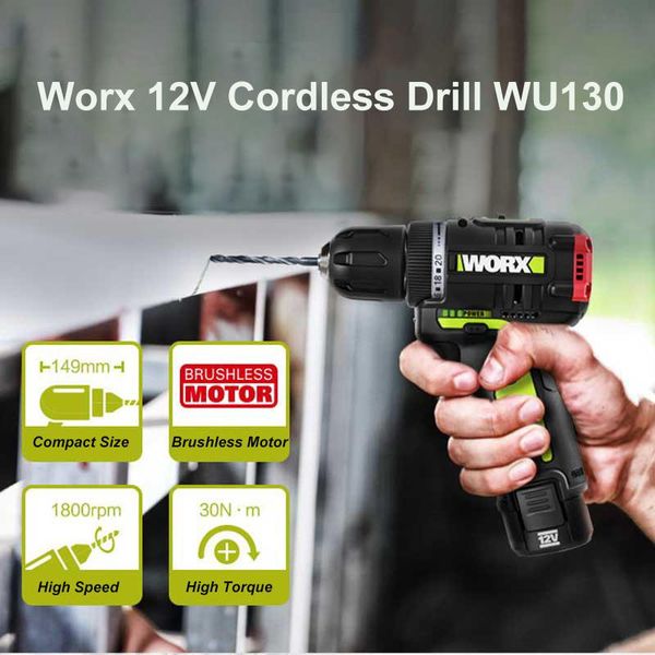 

professiona electric drills worx wu130 12v brushless motor drill cordless screwdriver 30n.m power tools