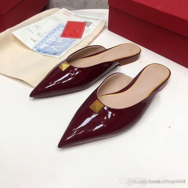 

14 colors paris stitches slipper women lichee pattern real leather flat sliders calfskin sandals flat heel slippers luxurys designers shoes, Black