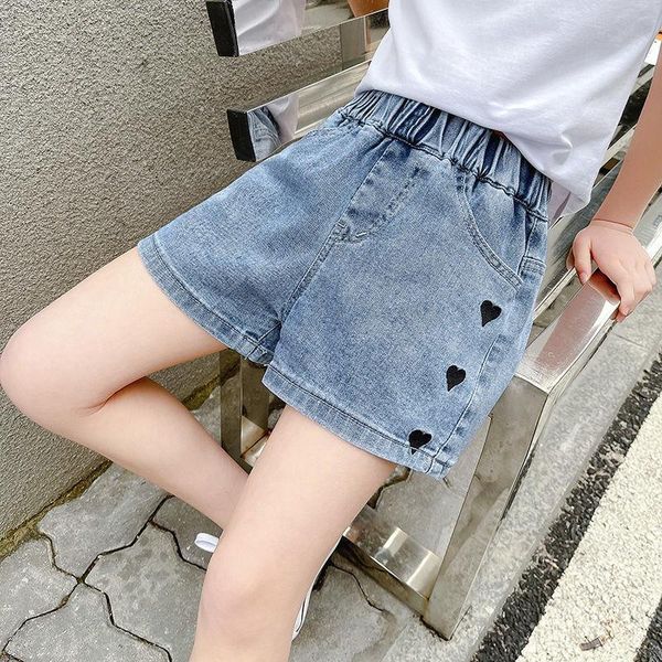 

jeans girls' shorts summer 2021 children's for girls clothes teenagers high waist 12 13 14 years, Blue