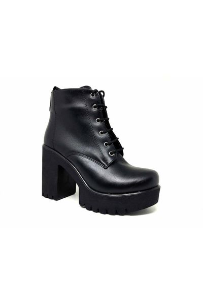 

boots women's black leather platform high sole zipper 54433900z