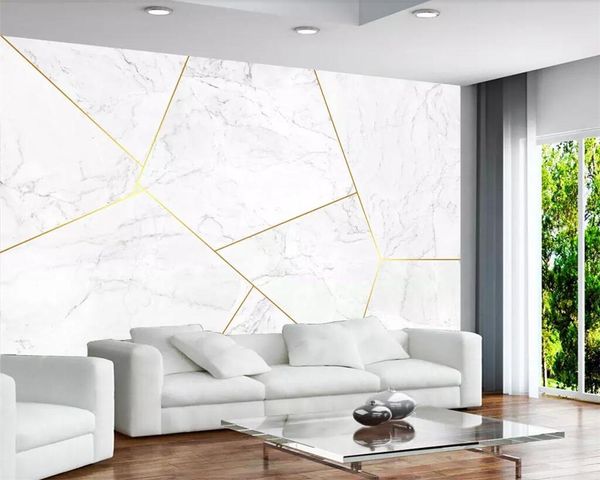 

custom self adhesive wallpaper 3d stereo p mural nordic high-end atmospheric marble gold texture geometric background wall