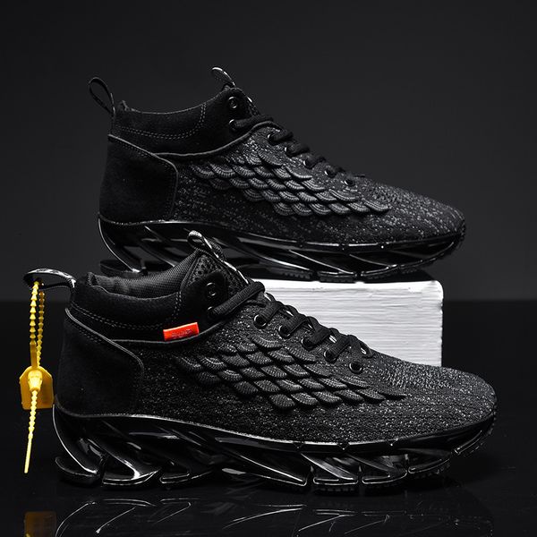 

large size blade men's 2021 autumn winter plush medium fish scale mh trend leisure sports running sho, Black