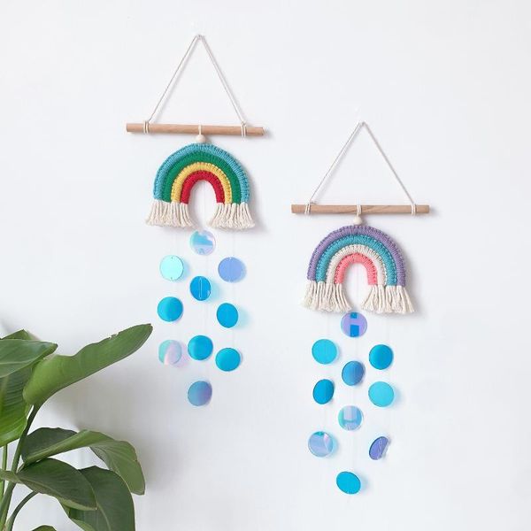 

decorative objects & figurines rainbow shell pendant wall hanging decor ins nordic home decoration bedroom kids room aesthetic wind chimes o
