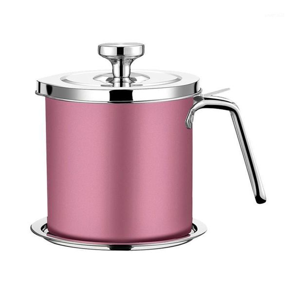 

storage bottles & jars 1.3l with fine mesh strainer frying oil rustproof pot cooking bacon grease container large capacity stainless steel