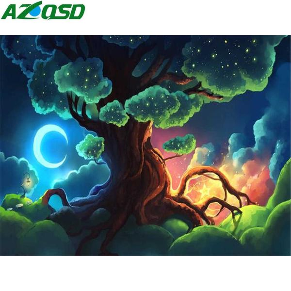 

paintings azqsd picture oil painting by numbers tree scenery handpainted home decor diy kits drawing canvas