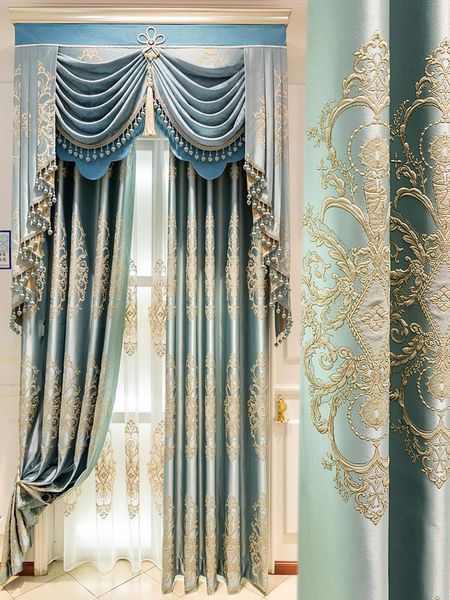 

curtain & drapes thicken chenille embroidered cloth high-end european style living room bedroom blackout floor-to-ceiling curtains