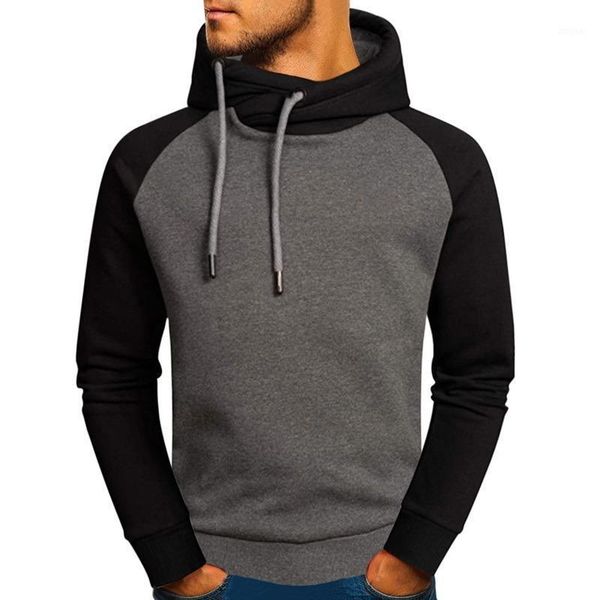 

men's hoodies & sweatshirts hip hop zipper hooded sweatshirt men 2021 spring casual pullover color matching male solid streetwear, Black