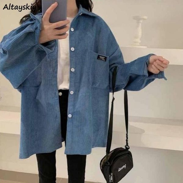 

women's blouses & shirts women single breasted cardigan corduroy womens students daily solid color ulzzang harajuku vintage leisure wit, White