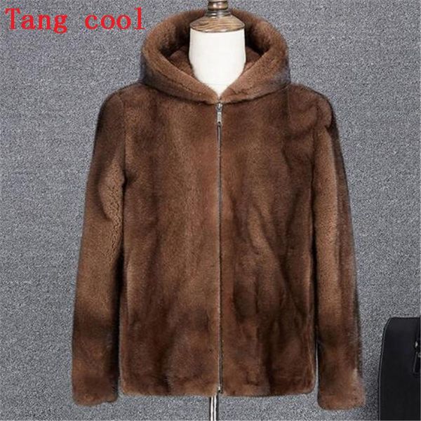 

men's fur & faux 2021 highly imitated luxurious mink male fashion hat coat, Black