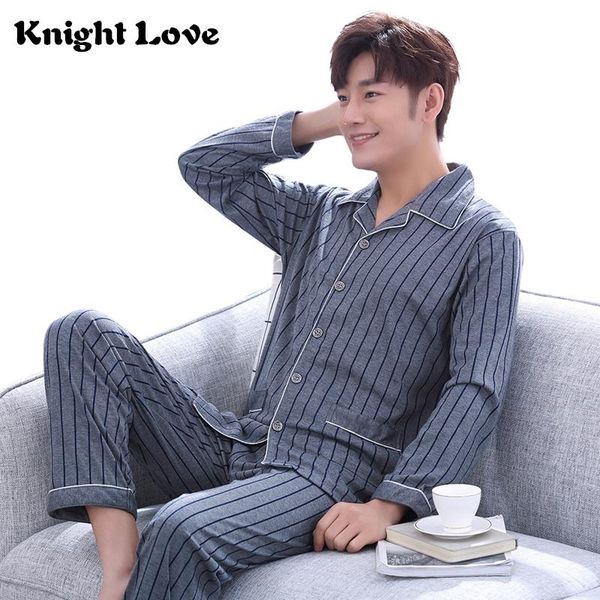 

men pajama sets cotton male long sleeve striped pyjama set for man autumn sleepwear suit pijama casual homewear nightwear l-xxxl, Black;brown