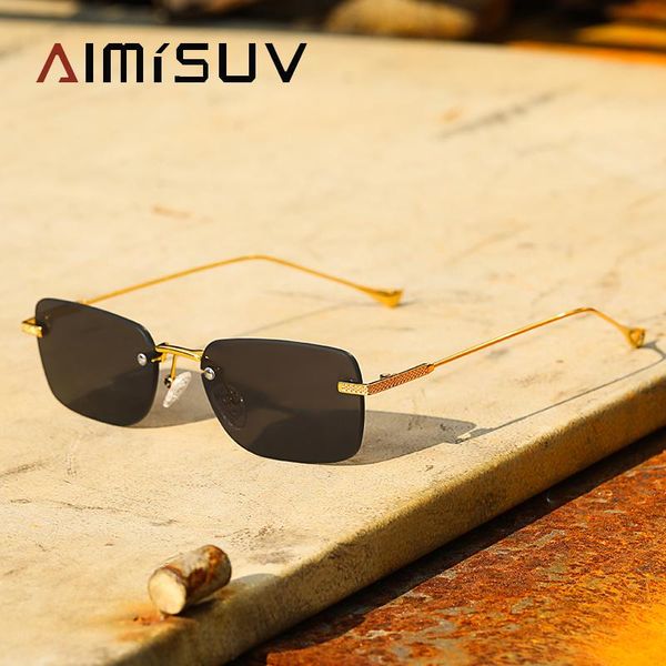 

sunglasses aimiusv square rimless women retro gradient mirror metal frame ladies designer sun glasses female uv400, White;black