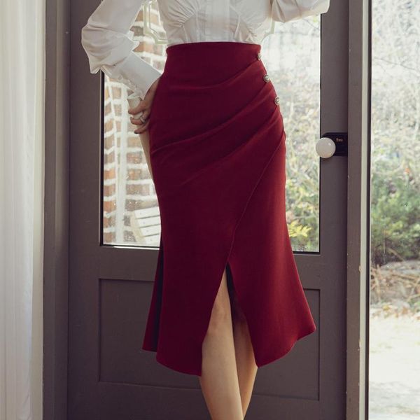 

skirts coigarsam women skirt spring stretch wine red 5202-2, Black