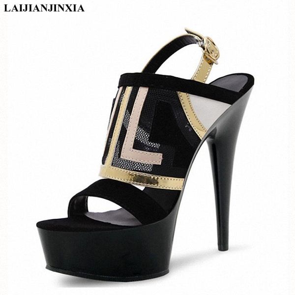 

dress shoes laijianjinxia classics ankle strap 15cm high heel platforms pole dance star / model shoes, sandals wedding, Black