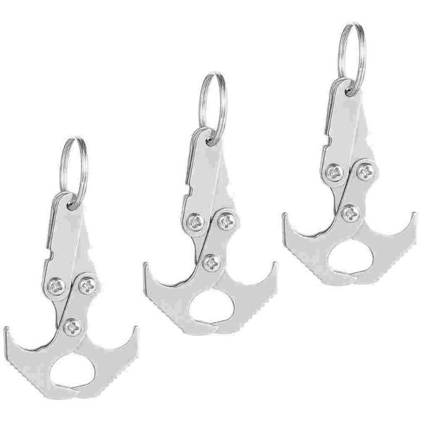

cords, slings and webbing 3pcs grappling hook multipurpose gravity climbing survival hooks (silver)