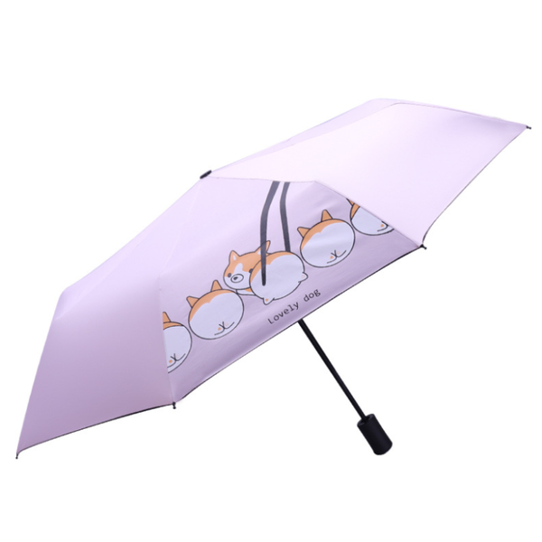

umbrellas ins cute lady sunny and riany three floding blackcoating dog umbrella
