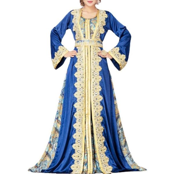 

ethnic clothing muslim maxi dress women robes full sleeve square collar middle east printing elegant abayas turkey ladies dresses, Red