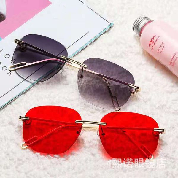 

new retro sunglasses frameless cut edge european and american trend driving beach, White;black