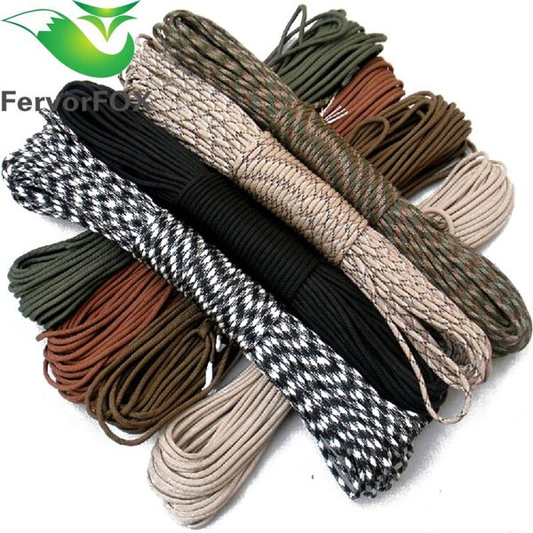 

fervorfox paracord 550 parachute cord lanyard rope mil spec type iii 7 strand 10-30meters climbing camping survival equipment