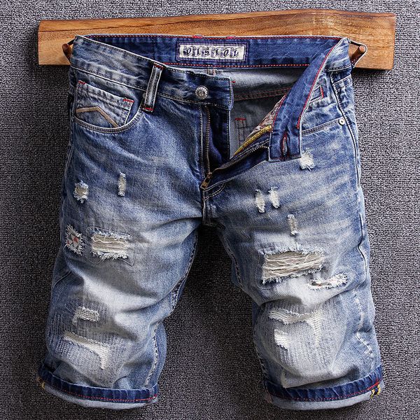 

2021 new summer newly designer blue destroyed denim shorts men fashion hip hop short homme nxp4