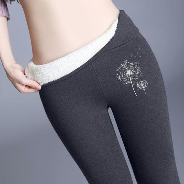 

women's leggings high waist warm pants winter skinny thick velvet fleece girl women trousers for, Black