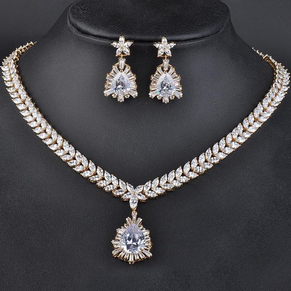 

earrings & necklace elegant jewelry silver plated fashion flower shape rhinestone necklace&earrings sets for women gln0115