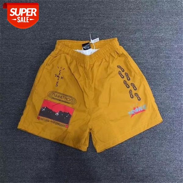 

summer trendy yellow mesh travis scott cactus jack trails path shorts men women cactus jack breechcloth kanye west #1u4y, Black