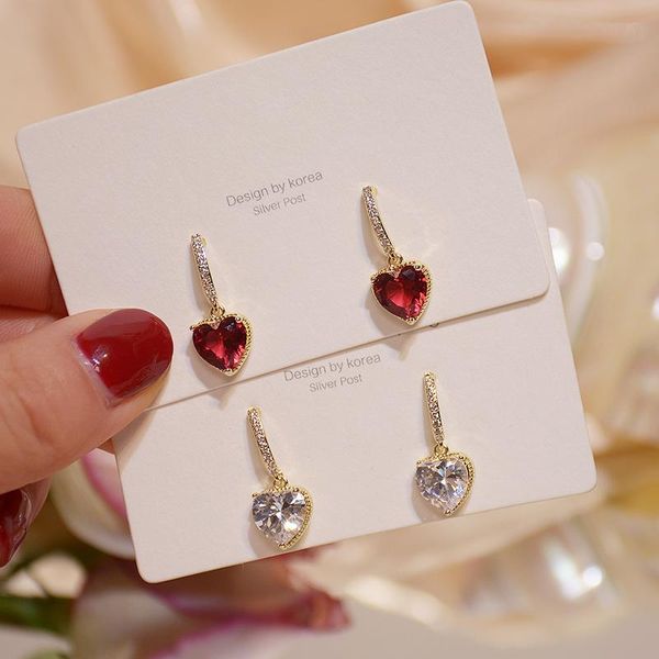 

stud fashion big heart earrings for women r luxury creativity jewelry inlaid zircon s925 needle wedding, Golden;silver