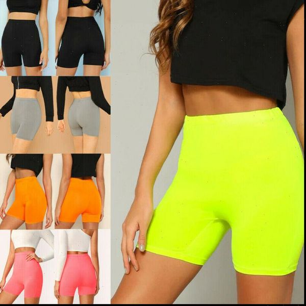 

womens stretch cycling shorts workout slim fit leggins high waist short femme solid color summer bike shorts for women, White;black