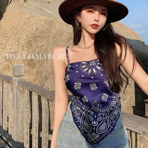 

women's tanks & camis summer crop women print irregular bow backless tank slim camisole, White