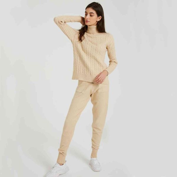 

women's two piece pants wixra camisolas das mulheres outono inverno feminino de gola alta roupas casuais damas soltas jumpers pullovers, White