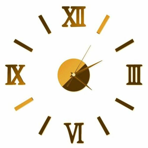 

wall clocks modern clock 3d mirror sticker quartz needle number watch diy home decoration living room stickers