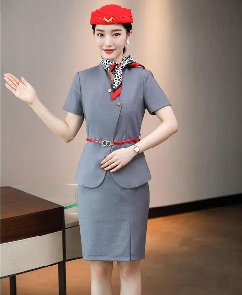 

two piece dress formal styles women business suits with 2 set skirt and summer short sleev ladies work wear blazers belt, White