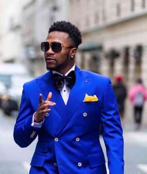 

men's suits & blazers royal blue double breasted men's suits man's attire groom's tuxedo fine prom blazer two pgs pant j, White;black