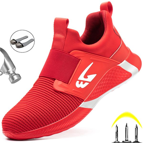 

new safety shoes men shoes work shoes steel toe anti-puncture safety women men work sneakers industrial unisex, Black