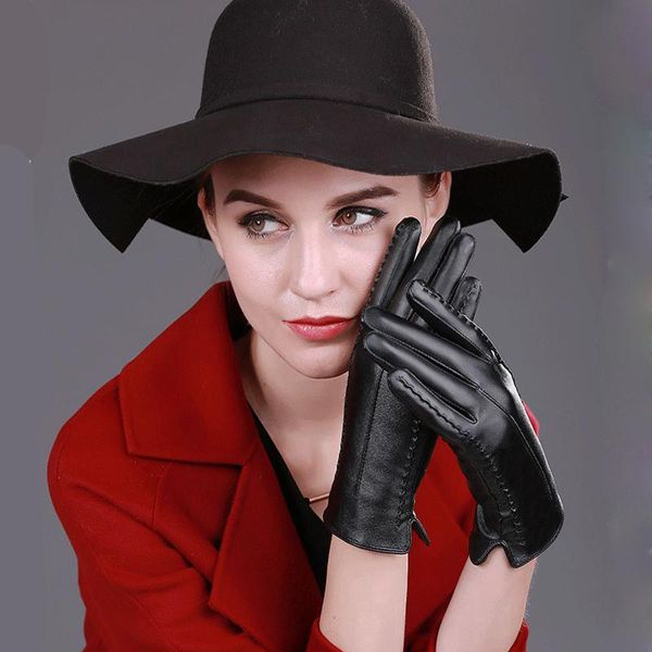 

five fingers gloves fashion pu leather women waterproof thick warm spring winter mittens christmas gifts, Blue;gray