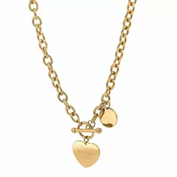 

pendant necklaces heart link&chain love you necklace jewelry for women, Silver