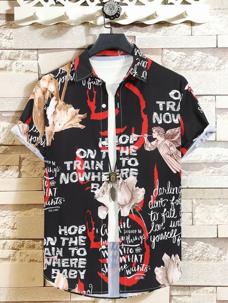 

men random angel & slogan graphic shirt without tee 26fy#, White;black
